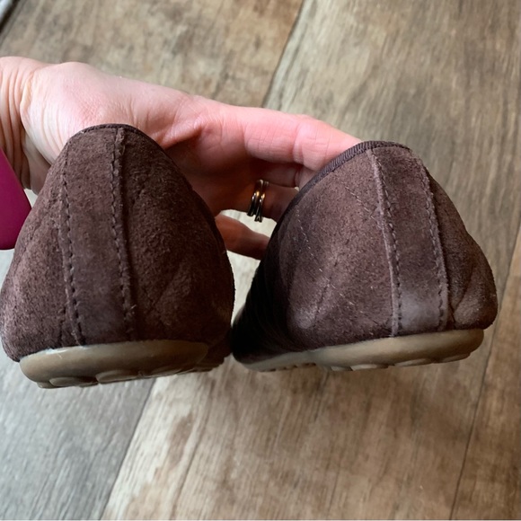 Land’s End brown quilted suede flats - Picture 3 of 4